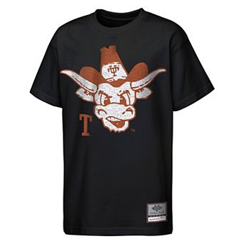 Youth Mitchell & Ness Black Texas Longhorns Big Face Mascot T-Shirt