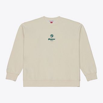 Men's Mitchell & Ness Cream Miami Dolphins Micro Logo Fleece Sweatshirt