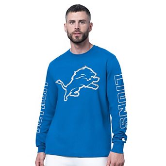 Men's Starter Blue Detroit Lions Clutch Hit II Long-Sleeve T-Shirt