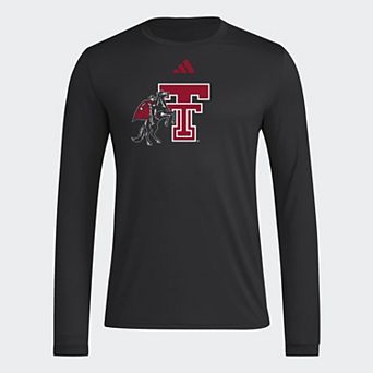 Men's adidas Black Texas Tech Red Raiders Primary Locker Logo Pre-Game Long Sleeve T-Shirt