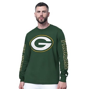 Men's Starter Green Green Bay Packers Clutch Hit II Long-Sleeve T-Shirt