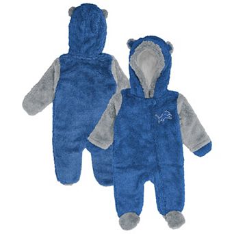 Newborn Outerstuff Blue Detroit Lions Teddy Fleece Bunting Full-Zip Sleeper