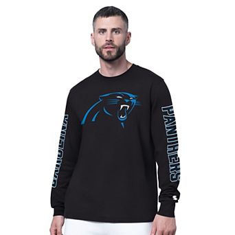 Men's Starter Black Carolina Panthers Clutch Hit II Long-Sleeve T-Shirt