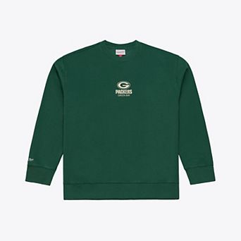 Men's Mitchell & Ness Dark Green Green Bay Packers Micro Logo Fleece Sweatshirt