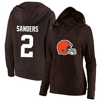 Women's Fanatics Shedeur Sanders Brown Cleveland Browns Plus Size Player Name & Number Notch Neck Hoodie