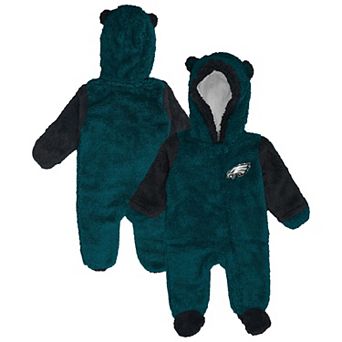 Newborn Outerstuff Midnight Green Philadelphia Eagles Teddy Fleece Bunting Full-Zip Sleeper
