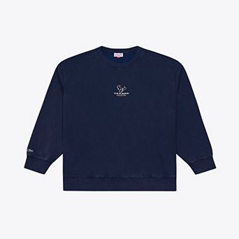 Men's Mitchell & Ness Navy Houston Texans Micro Logo Fleece Sweatshirt