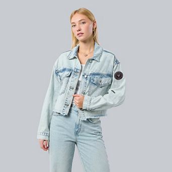 Women's Hype and Vice Denim Inter Miami CF Cropped Full-Button Jean Jacket