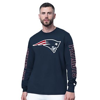 Men's Starter Navy New England Patriots Clutch Hit II Long-Sleeve T-Shirt