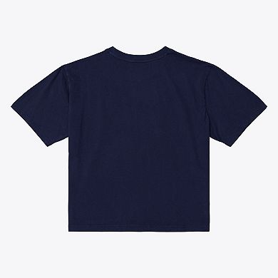Women's Mitchell & Ness Navy Cleveland Guardians Core Essentials Boxy Crop T-Shirt