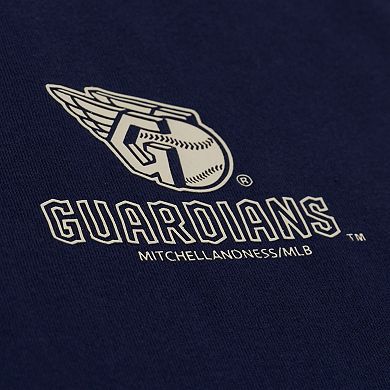 Women's Mitchell & Ness Navy Cleveland Guardians Core Essentials Boxy Crop T-Shirt