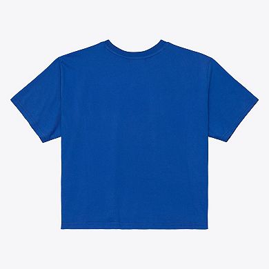 Women's Mitchell & Ness Royal Milwaukee Brewers Core Essentials Boxy Crop T-Shirt
