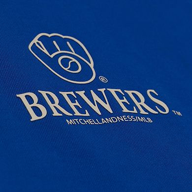 Women's Mitchell & Ness Royal Milwaukee Brewers Core Essentials Boxy Crop T-Shirt