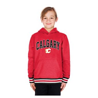 Youth New Era Red Calgary Flames Knit Trim Pullover Hoodie
