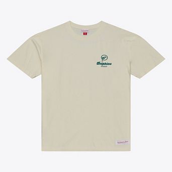Men's Mitchell & Ness Cream Miami Dolphins Core Essentials Micro Logo T-Shirt