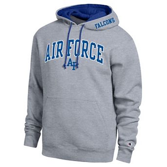 Men's Champion Heather Gray Air Force Falcons Arch Tackle Twill Hoodie