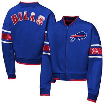 Girls Youth Outerstuff Royal Buffalo Bills MVP Full-Zip Sequin Bomber Jacket