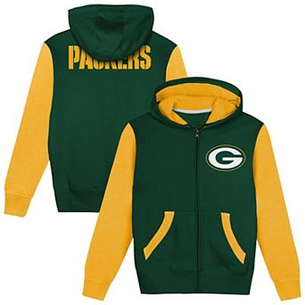 Toddler Outerstuff Green/Gold Green Bay Packers Stadium Colorblock Full-Zip Hoodie