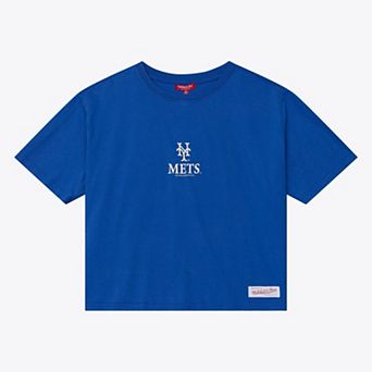 Women's Mitchell & Ness Royal New York Mets Core Essentials Boxy Crop T-Shirt