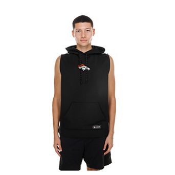 Men's New Era Black Denver Broncos Combine Sleeveless Hoodie