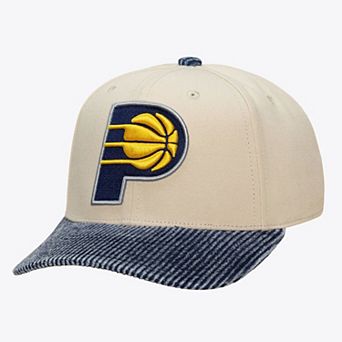 Men's Mitchell & Ness Cream/Blue Indiana Pacers Washed Corduroy Pro Crown Snapback Hat