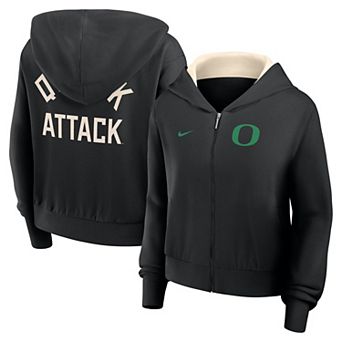 Women's Nike Black Oregon Ducks Mantra Cropped Full-Zip Hoodie