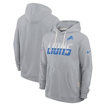 Men's Nike Gray Detroit Lions Sideline Standard Issue Top Prospect Dri-FIT Hoodie