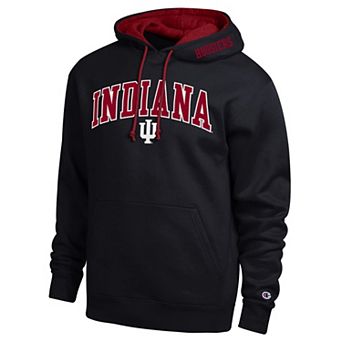Men's Champion Black Indiana Hoosiers Arch Tackle Twill Hoodie