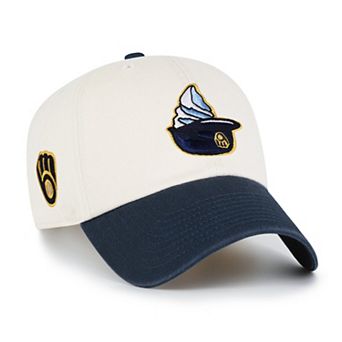 Men's '47 Natural Milwaukee Brewers Single Swirl Ice Cream Helmet 2.0 Clean Up Adjustable Hat