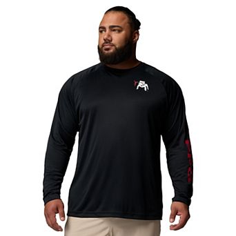 Men's Columbia Black Georgia Bulldogs Big & Tall Terminal Tackle Long Sleeve Omni-Shade T-Shirt