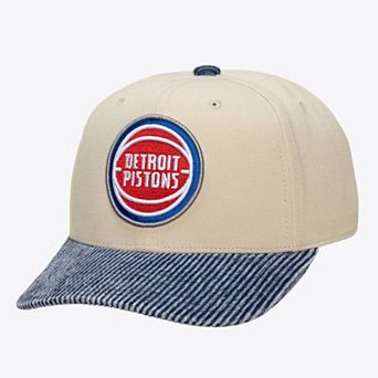 Men's Mitchell & Ness Cream/Blue Detroit Pistons Washed Corduroy Pro Crown Snapback Hat