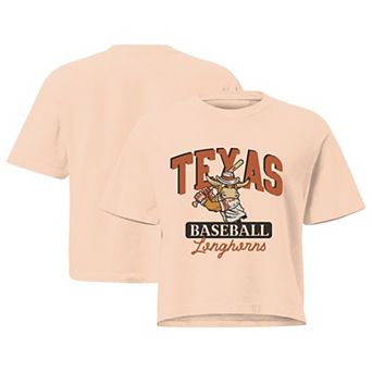 Women's Orange Texas Longhorns Comfort Colors Baseball Mascot Cropped T-Shirt