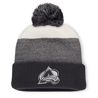 Men's Fanatics Black/Light Beige Colorado Avalanche Monochrome Cuffed Knit Hat with Pom