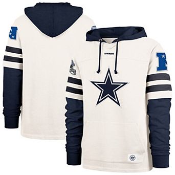 Men's '47 Cream Dallas Cowboys Split Zone Cornerback Duo Lacer Hoodie