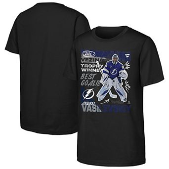 Youth Fanatics Andrei Vasilevskiy Black Tampa Bay Lightning 2026 Vezina Trophy Winner T-Shirt