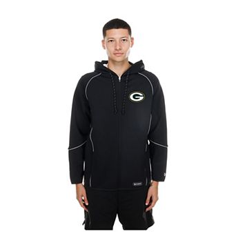 Men's New Era Black Green Bay Packers Combine Authentic Raglan Full-Zip Hoodie