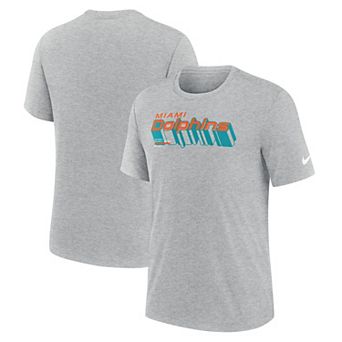 Men's Nike Heather Gray Miami Dolphins Long Pass Tri-Blend T-Shirt