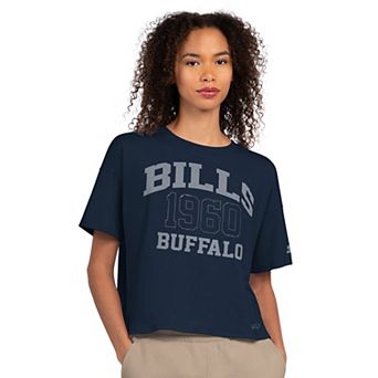 Women's Starter Navy Buffalo Bills Rhinestone Boxy Cropped T-Shirt