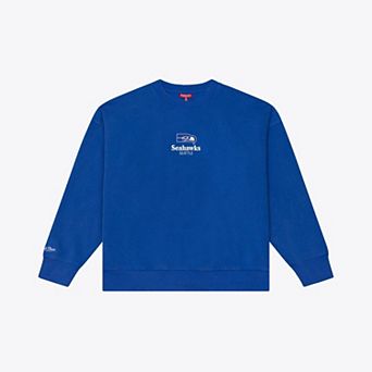 Women's Mitchell & Ness Royal Seattle Seahawks Core Essentials Micro Logo Fleece Sweatshirt