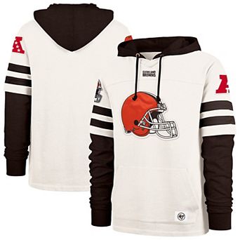 Men's '47 Cream Cleveland Browns Split Zone Cornerback Duo Lacer Hoodie