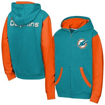 Youth Outerstuff Aqua Miami Dolphins Stadium Colorblock Full-Zip Hoodie