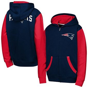 Youth Outerstuff Navy New England Patriots Stadium Colorblock Full-Zip Hoodie