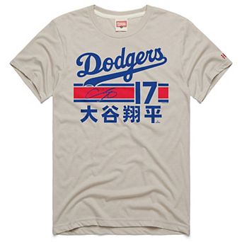 Men's Homage Shohei Ohtani Stone Los Angeles Dodgers Signature Kanji Name & Number Tri-Blend T-Shirt