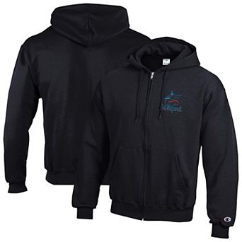 Men's Champion Black Miami Marlins Powerblend Full-Zip Hoodie