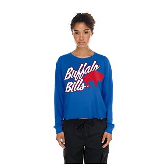 Women's New Era Royal Buffalo Bills Cropped Oversized Long Sleeve T-Shirt