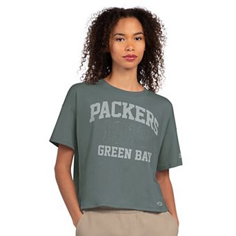 Women's Starter Green Green Bay Packers Rhinestone Boxy Cropped T-Shirt