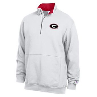 Men's Champion White Georgia Bulldogs Fleece Quarter-Zip Pullover