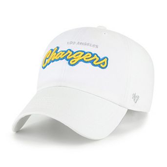 Women's '47 White Los Angeles Chargers Trendy Script Clean Up Adjustable Hat