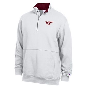 Men's Champion White Virginia Tech Hokies Fleece Quarter-Zip Pullover