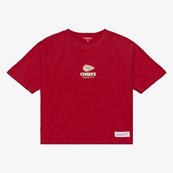 Women's Mitchell & Ness Scarlet Kansas City Chiefs Core Essentials Micro Logo Boxy Crop T-Shirt